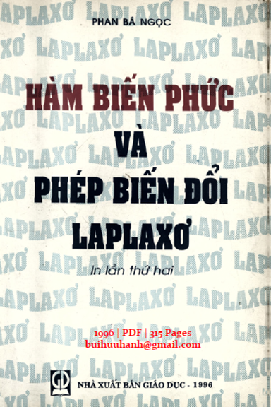 Hàm Biến Phúc Và Phép Biến Đổi Laplaxơ (NXB Giáo Dục 1996) - Phan Bá Ngọc, 315 Trang