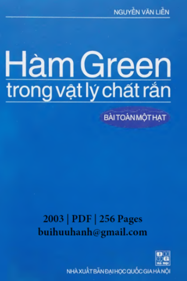 Hàm Green Trong Vật Lý Chất Rắn (NXB Đại Học Quốc Gia 2003) - Nguyễn Văn Liễn, 256 Trang
