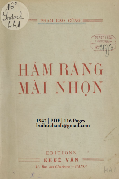 Hàm Răng Mài Nhọn (NXB Khuê Văn 1942) - Phạm Cao Củng, 116 Trang