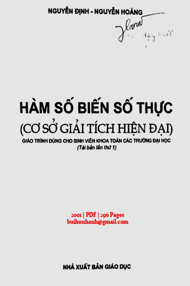 Hàm Số Biến Số Thực (NXB Giáo Dục 2001) - Nguyễn Định, 296 Trang
