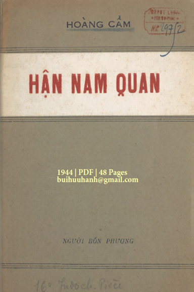 Hận Nam Quan (NXB Người Bốn Phương 1944) - Hoàng Cầm, 48 Trang