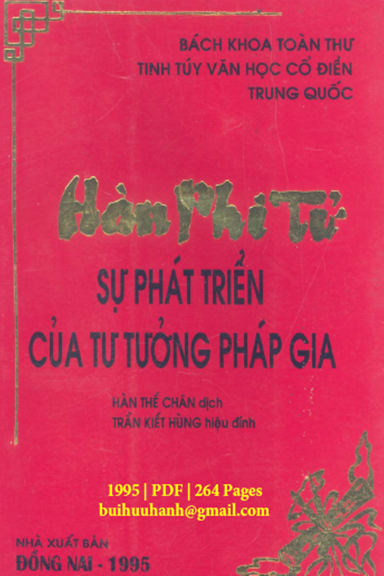 Hàn Phi Tử Sự Phát Triển Của Tư Tưởng Pháp Gia (NXB Đồng Nai 1995) - Hàn Thế Chân, 264 Trang