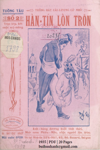 Hàn Tín Lòn Trôn (NXB Xưa Nay 1935) - Tú Tòng Khê, 20 Trang