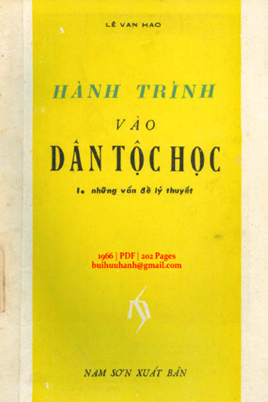 Hành Trình Vào Dân Tộc Học Tập 1-Những Vấn Đề Lý Thuyết (NXB Nam Sơn 1966) - Lê Văn Hảo, 202 Trang