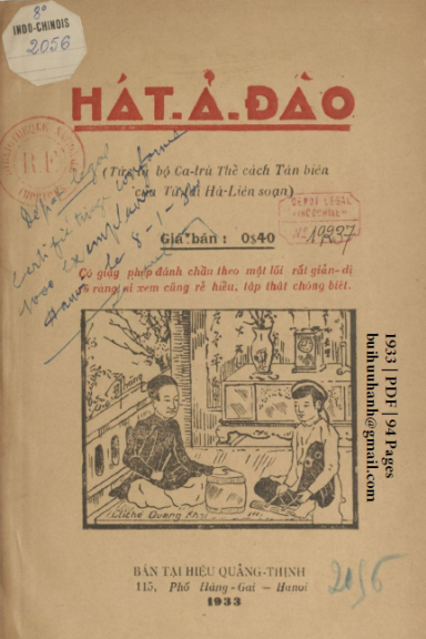 Hát Ả Đào (NXB Thực Nghiệp 1933) - Hà Liên, 94 Trang