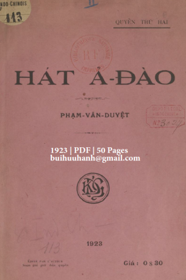 Hát Ả Đào Quyển 2 (NXB Kim Đức Giang 1923) - Phạm Văn Duyệt, 50 Trang