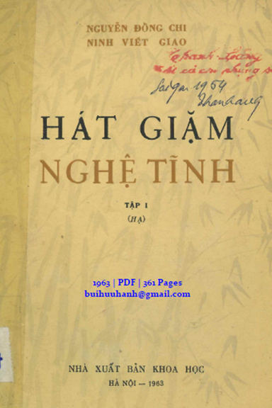 Hát Giặm Nghệ Tĩnh Tập 1-Hạ (NXB Khoa Học 1963) - Nguyễn Đổng Chi, 361 Trang