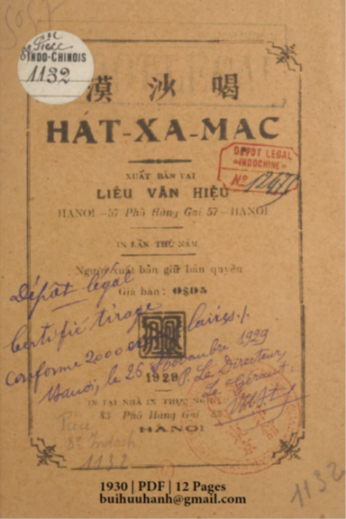 Hát Xa Mạc (NXB Liễu Văn 1930) - Nhiều Tác Giả, 12 Trang