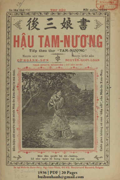 Hậu Tam Nương (NXB Xưa Nay 1936) - Cữ Hoành Sơn, 20 Trang