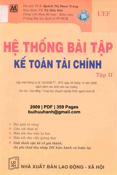 Hệ Thống Bài Tập Kế Toán Tài Chính Tập 2 (NXB Lao Động Xã Hội 2009) - Quách Thị Đoan Trang