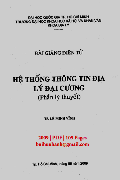 Hệ Thống Thông Tin Địa Lý Đại Cương (NXB Đại Học Quốc Gia 2009) - Lê Minh Vĩnh, 105 Trang