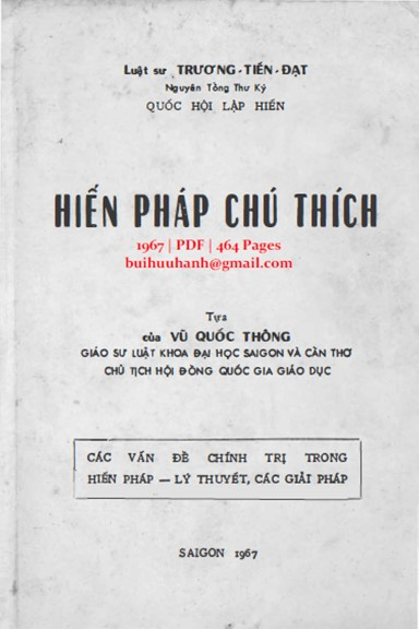 Hiến Pháp Chú Thích (NXB Sài Gòn 1967) - Trương Tiến Đạt, 464 Trang