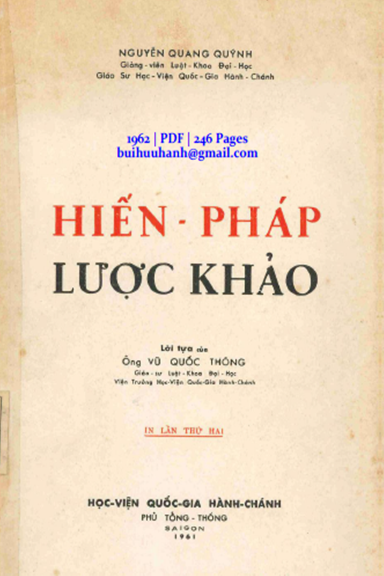 Hiến Pháp Lược Khảo (NXB Khai Trí 1962) - Nguyễn Quang Quýnh, 246 Trang