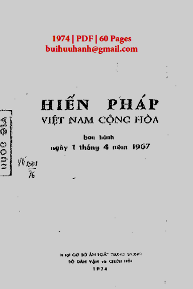Hiến Pháp Việt Nam Cộng Hoà Ban Hành Ngày 1 Tháng 4 Năm 1967