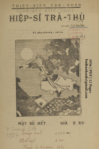 Hiệp Sĩ Trả Thù (NXB Vạn Tường 1936) - Lệ Giang, 12 Trang