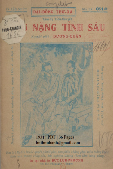 Hiếu Nặng Tình Sâu (NXB Đức Lưu Phương 1931) - Dương Quân, 36 Trang