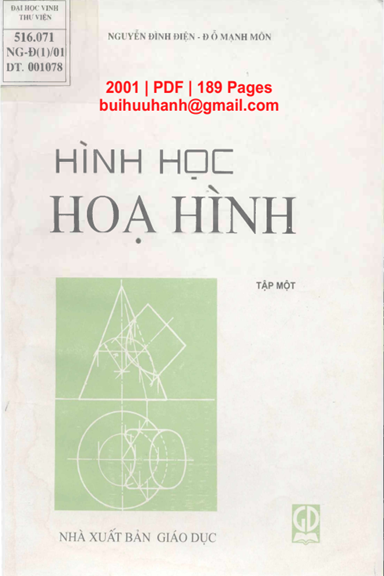 Hình Học Hoạ Hình Tập 1 (NXB Giáo Dục 2001) - Nguyễn Đình Điện, 189 Trang