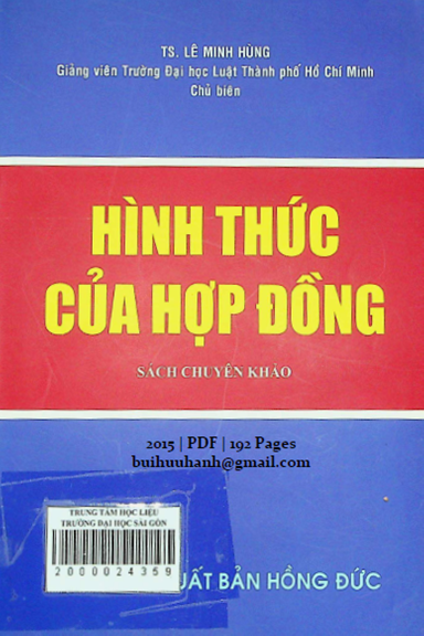 Hình Thức Của Hợp Đồng (NXB Hồng Đức 2015) - Lê Minh Hùng, 192 Trang