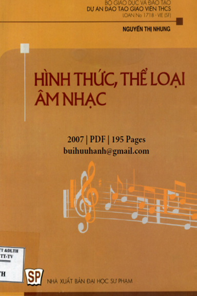 Hình Thức, Thể Loại Âm Nhạc (NXB Đại Học Sư Phạm 2007) - Nguyễn Thị Nhung, 195 Trang