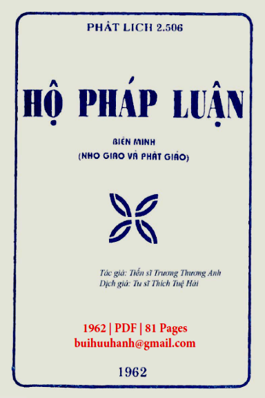 Hộ Pháp Luận (NXB Hương Quang 1962) - Trương Thương Anh, 81 Trang