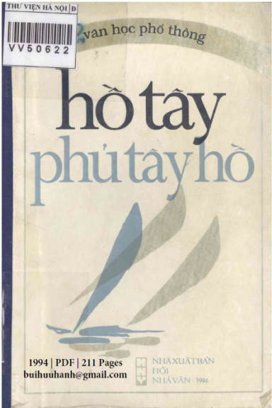 Hồ Tây-Phủ Tây Hồ (NXB Hội Nhà Văn 1994) - Ngô Văn Phú, 211 Trang