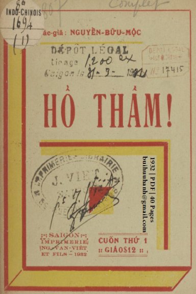 Hổ Thầm Cuốn 1-3 (NXB Nguyễn Văn Viết 1932) - Nguyễn Bửu Mộc, 120 Trang
