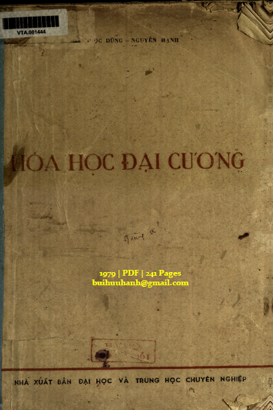 Hóa Học Đại Cương (NXB Đại Học 1979) - Bùi Ngọc Dũng, 241 Trang