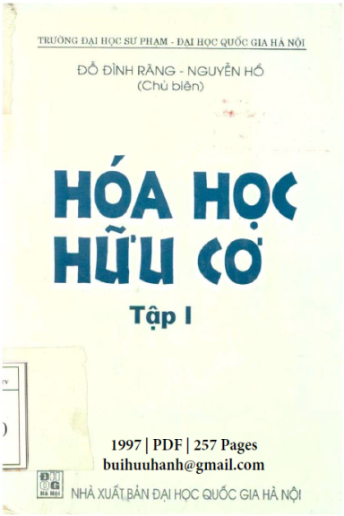 Hóa Học Hữu Cơ Tập 1 (NXB Đại Học Quốc Gia 1997) - Đỗ Đình Rãng, 257 Trang