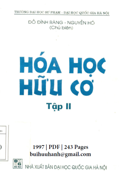Hóa Học Hữu Cơ Tập 2 (NXB Đại Học Quốc Gia 1997) - Đỗ Đình Rãng, 243 Trang