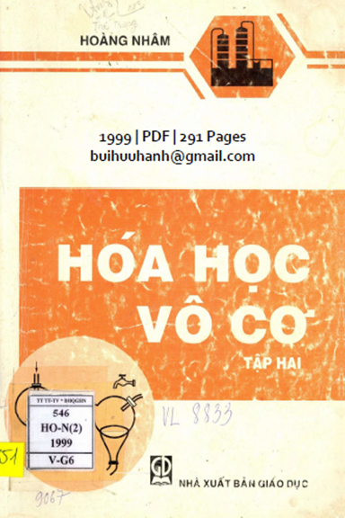 Hóa Học Vô Cơ Tập 2-Các Nguyên Tố Hóa Học Điển Hình (NXB Giáo Dục 1999) - Hoàng Nhâm, 291 Trang