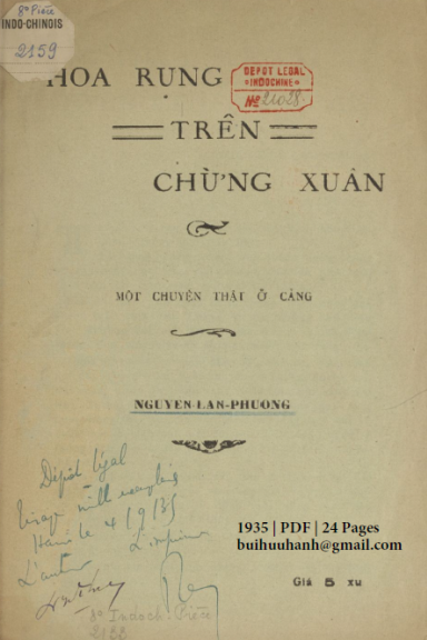 Hoa Rừng Trên Chừng Xuân (NXB Đông Tây 1935) - Nguyễn Lan Phương, 24 Trang