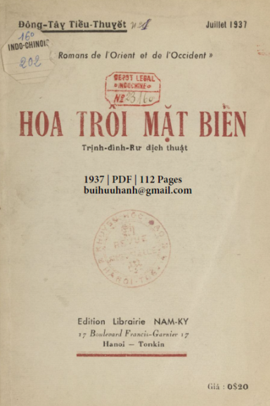 Hoa Trôi Mặt Biển (NXB Nam Ký 1937) - Trịnh Đình Rư, 112 Trang