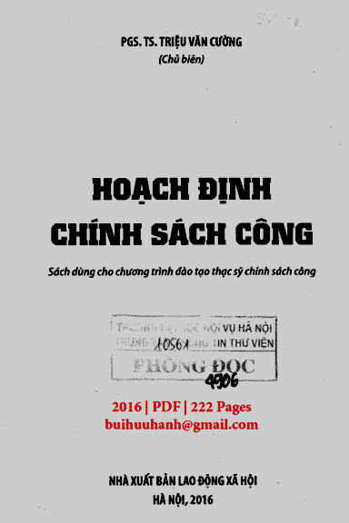 Hoạch Định Chính Sách Công (NXB Lao Động Xã Hội 2016) - Triệu Văn Cường, 222 Trang
