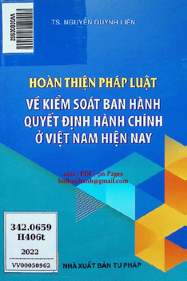 Hoàn Thiện Pháp Luật Về Kiểm Soát Ban Hành Quyết Định Hành Chính Ở Việt Nam Hiện Nay