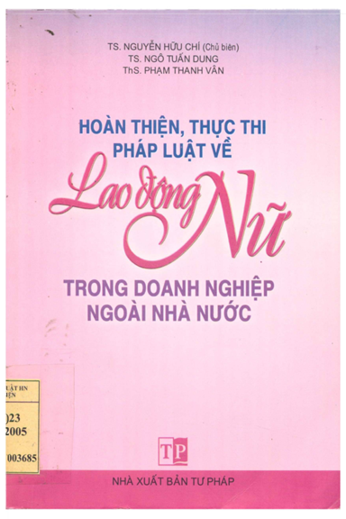 Hoàn Thiện, Thực Thi Pháp Luật Về Lao Động Nữ Trong Doanh Nghiệp Ngoài Nhà Nước - Nguyễn Hữu Chí