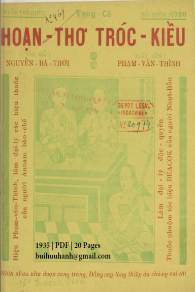 Hoạn Thơ Tróc Kiều (NXB Bảo Tồn 1935) - Nguyễn Bá Thời, 20 Trang