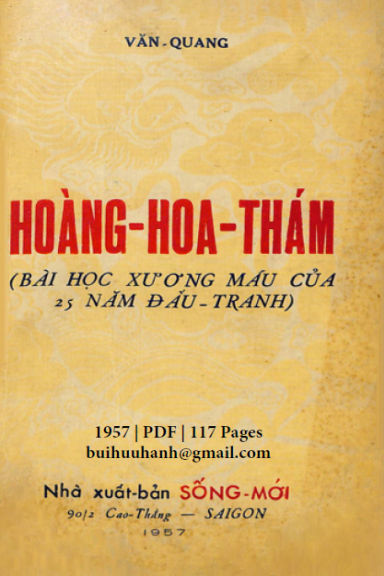Hoàng Hoa Thám-Bài Học Xương Máu Của 25 Năm Đấu Tranh (NXB Sống Mới 1957) - Văn Quang, 117 Trang