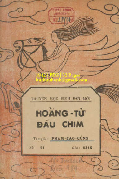 Hoàng Tử Đầu Chim (NXB Đời Mới 1942) - Phạm Cao Củng, 32 Trang