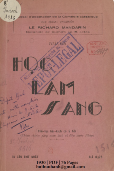 Học Làm Sang (NXB Đông Tây 1930) - Thái Phỉ, 76 Trang