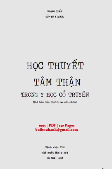 Học Thuyết Tâm Thận Trong Y Học Cổ Truyền (NXB Y Học 1995) - Hoàng Tuấn, 130 Trang