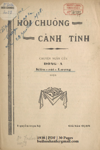Hồi Chuông Cảnh Tỉnh (NXB Vạn Tường 1938) - Kiều Cát Lượng, 30 Trang