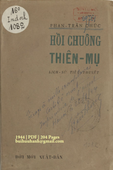 Hồi Chuông Thiên Mụ (NXB Đời Mới 1944) - Phan Trần Chúc, 204 Trang