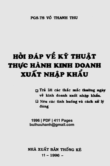 Hỏi Đáp Về Kỹ Thuật Thực Hành Kinh Doanh Xuất Nhập Khẩu (NXB Thống Kê 1996) - Võ Thanh Thu