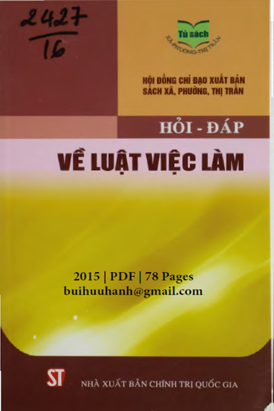 Hỏi-Đáp Về Luật Việc Làm (NXB Chính Trị 2015) - Thanh Nga, 78 Trang