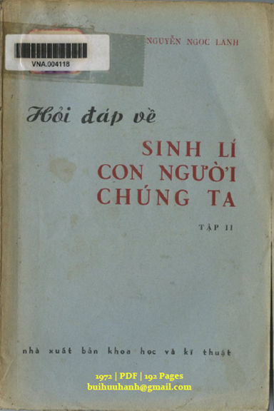 Hỏi Đáp Về Sinh Lí Con Người Chúng Ta Tập 2 (NXB Khoa Học Kỹ Thuật 1972) - Nguyễn Ngọc Lanh, 192 Tra