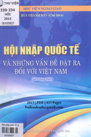 Hội Nhập Quốc Tế Và Những Vấn Đề Đặt Ra Đối Với Việt Nam (NXB Chính Trị 2015) - Bùi Thanh Sơn