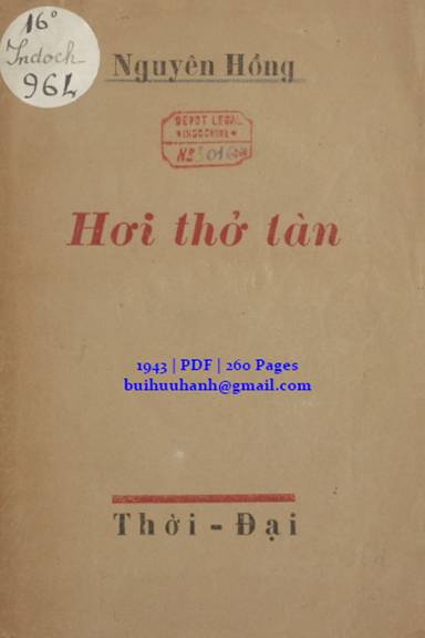 Hơi Thở Tàn (NXB Thời Đại 1943) - Nguyên Hồng, 260 Trang