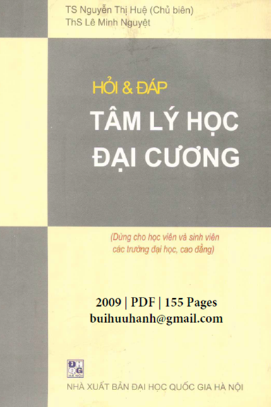 Hỏi Và Đáp Tâm Lý Học Đại Cương (NXB Đại Học Quốc Gia 2009) - Nguyễn Thị Huệ, 155 Trang