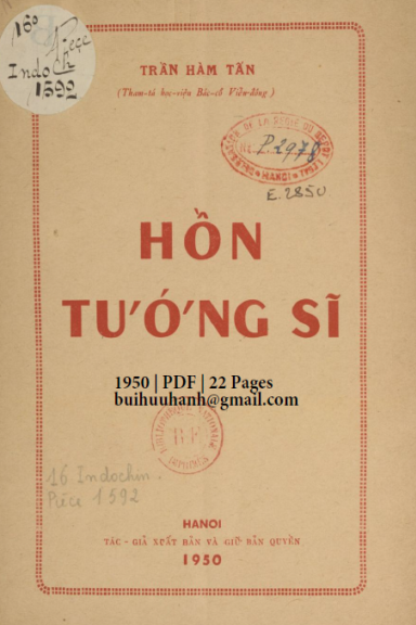 Hồn Tướng Sĩ (NXB Lê Cường 1950) - Trần Hàm Tấn, 22 Trang