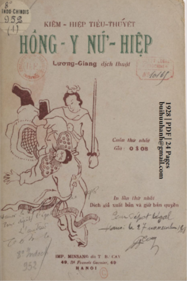 Hồng Y Nữ Hiệp Cuốn 1 (NXB Ngô Tử Hạ 1928) - Lương Giang, 24 Trang